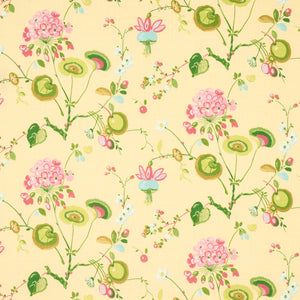 Schumacher Vasily Linen Fabric 180082 / Green And Yellow