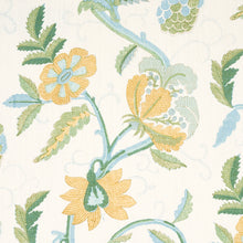 Load image into Gallery viewer, Schumacher Indali Bordered Linen Fabric 180110 / Citron And Mineral