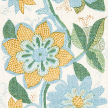 Load image into Gallery viewer, Schumacher Indali Bordered Linen Fabric 180110 / Citron And Mineral
