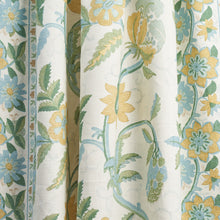 Load image into Gallery viewer, Schumacher Indali Bordered Linen Fabric 180110 / Citron And Mineral