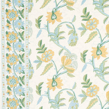 Load image into Gallery viewer, Schumacher Indali Bordered Linen Fabric 180110 / Citron And Mineral