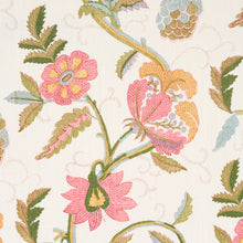 Load image into Gallery viewer, Schumacher Indali Bordered Linen Fabric 180111 / Pink And Leaf