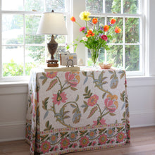 Load image into Gallery viewer, Schumacher Indali Bordered Linen Fabric 180111 / Pink And Leaf