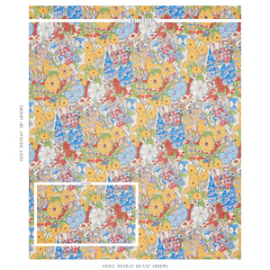 Schumacher Fairie Garden Fabric 180140 / Yellow And Ivory
