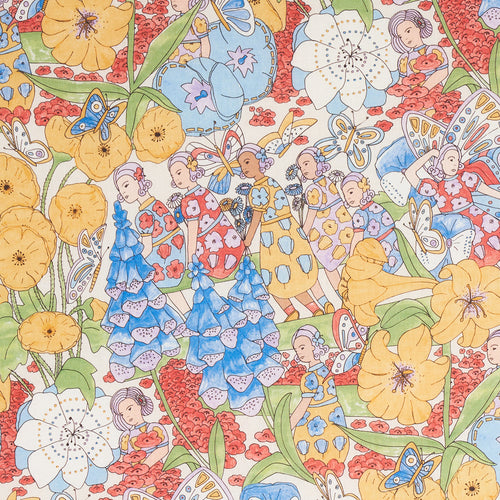 Schumacher Fairie Garden Fabric 180140 / Yellow And Ivory