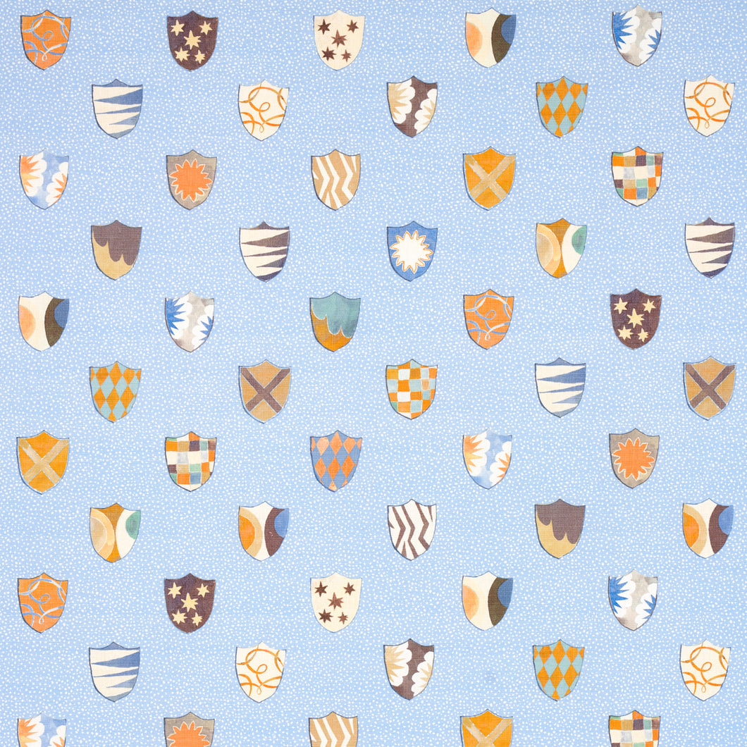 Schumacher Heraldic Fabric 180161 / Oxford Blue