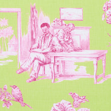 Load image into Gallery viewer, Schumacher Toussaint Toile Fabric 180271 / Pink &amp; Green