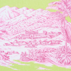 Schumacher Toussaint Toile Fabric 180271 / Pink & Green