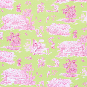 Schumacher Toussaint Toile Fabric 180271 / Pink & Green