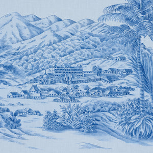 Schumacher Toussaint Toile Fabric 180273 / Blue & Sky