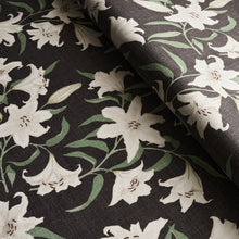 Load image into Gallery viewer, Schumacher Scattered Lilies Fabric 180302 / Charcoal