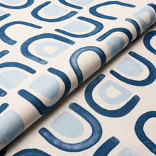 Load image into Gallery viewer, Schumacher Threshold Printed Linen Fabric 180422 / Lapis