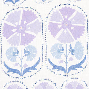 Schumacher Anjuna Floral Linen Print Fabric 180482 / Lilac