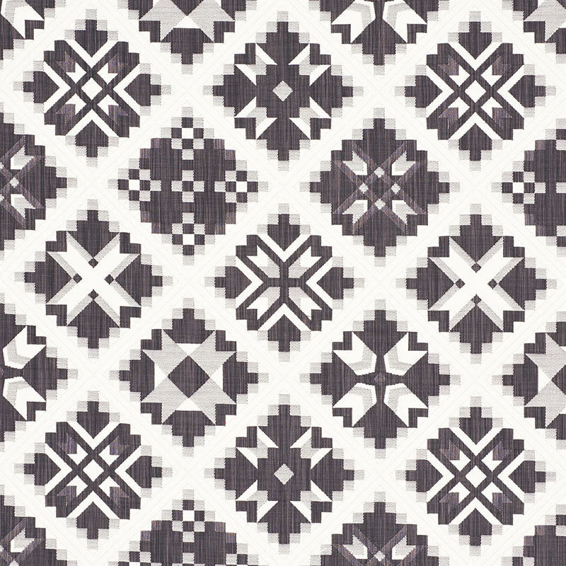 SCHUMACHER TRISTAN PATCHWORK FABRIC 76761 / CHARCOAL