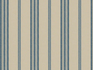 Cream French Blue Nautical Woven Stripe Upholstery Fabric
