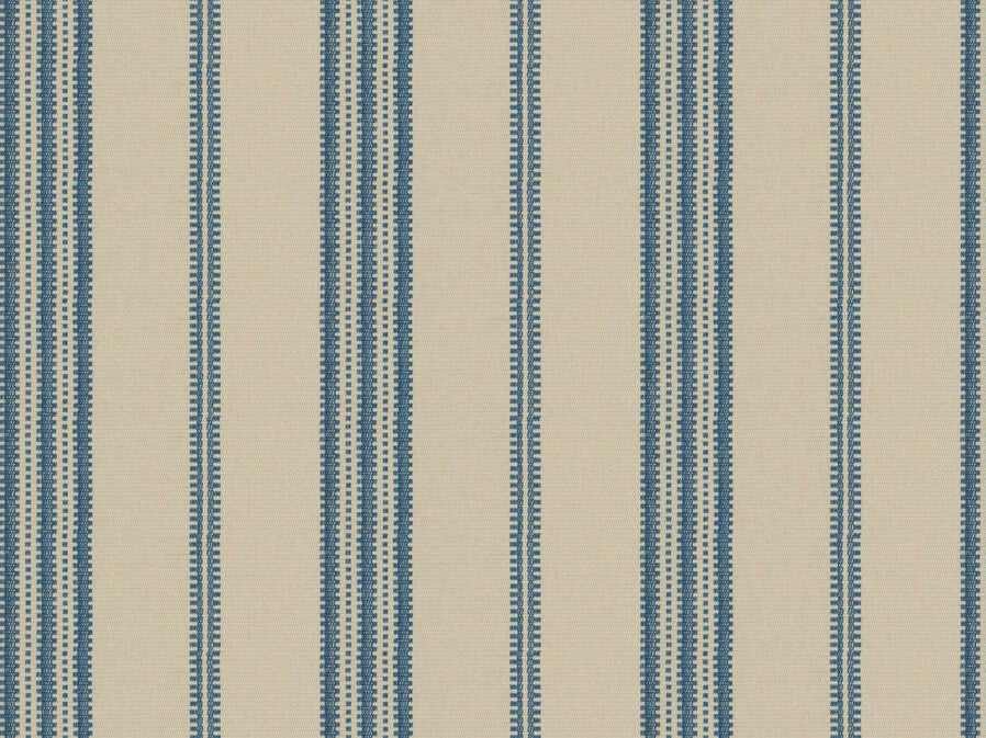 Cream French Blue Nautical Woven Stripe Upholstery Fabric
