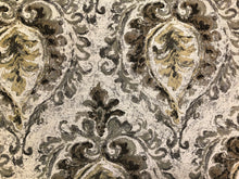 Load image into Gallery viewer, Designer Gray Bronze Charcoal Medallion Damask Water &amp; Stain Resistant Upholstery Drapery Fabric