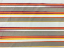 Load image into Gallery viewer, Duralee Pavilion Indoor Outdoor Water Resistant Beige Orange Taupe Yellow Magenta Stripe Upholstery Fabric