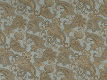Load image into Gallery viewer, Seafoam Blue Brown Olive Damask Paisley Upholstery Drapery Fabric