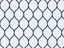 Load image into Gallery viewer, White Navy Blue Geometric Embroidered Drapery Fabric