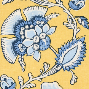 Schumacher Marielle Vine Fabric 180532 / Yellow & Delft