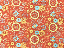 Load image into Gallery viewer, Designer Burnt Orange Yellow Aqua Blue Green Floral Medallion Upholstery Fabric