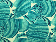 Load image into Gallery viewer, Schumacher Pisces Print Pool Nautical Aqua Navy Turquoise Blue Cream Art Deco Abstract Outdoor Upholstery Fabric