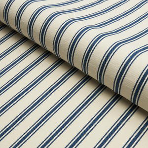 Schumacher Marquet Ticking Stripe Fabric 82200 / Navy