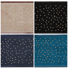 Load image into Gallery viewer, 3" Wide Gold Beaded Velvet Mocha Brown Black Midnight Blue Teal Drapery Tape Trim
