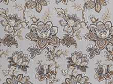 Load image into Gallery viewer, Light Grey Brown Charcoal Taupe Floral Upholstery Drapery Fabric