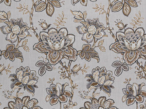 Light Grey Brown Charcoal Taupe Floral Upholstery Drapery Fabric