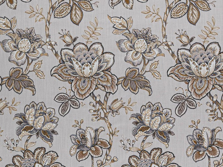 Light Grey Brown Charcoal Taupe Floral Upholstery Drapery Fabric