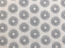 Load image into Gallery viewer, Alex Conroy Small Gujarat Indigo Navy Blue Ivory Medallion Printed Ethnic Tribal Linen Fabric