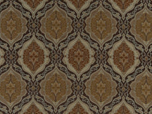 Load image into Gallery viewer, Heavy Duty Geometric Medallion Dark Umber Caramel Aqua Blue Beige Upholstery Drapery Fabric