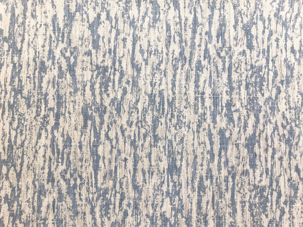 Scalamandre Sequoia Linen Print Sky Abstract Faux Bois Blue Ivory Drapery Fabric