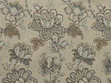 Load image into Gallery viewer, Seafoam Blue Brown Teal Floral Upholstery Drapery Fabric