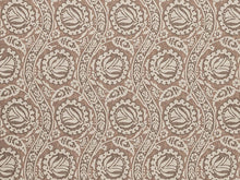 Load image into Gallery viewer, Taupe Mocha Brown Ivory Floral Upholstery Drapery Fabric