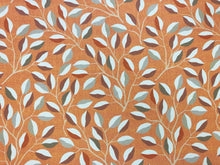 Load image into Gallery viewer, Designer Orange Beige Gray Botanical Leaf Pattern Faux Leather Vinyl Upholstery Fabric