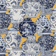 Load image into Gallery viewer, Lee Jofa Pandan Print Fabric / Maize/Blue
