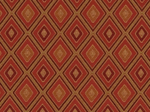 Heavy Duty Geometric Diamond Red Burgundy Beige Gold Upholstery Drapery Fabric