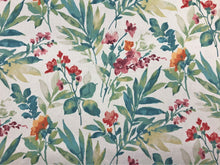 Load image into Gallery viewer, Mill Creek Lakeland Sunglow Cotton Floral Botanical Ivory Teal Blue Green Red Orange Burgundy Upholstery Drapery Fabric