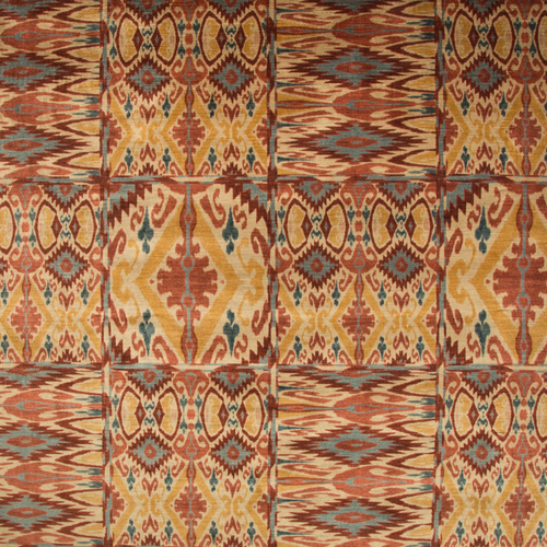 Lee Jofa Trent Ikat Vel Fabric / Ruby/Gold