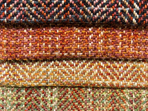 Heavy Duty Coral Red Orange MCM Mid Century Modern Herringbone Tweed Upholstery Fabric FBR-NH