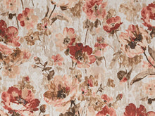 Load image into Gallery viewer, Burgundy Red Brown Taupe Pink Ivory Velvety Floral Velvety Upholstery Drapery Fabric
