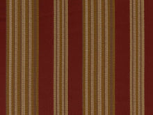 Load image into Gallery viewer, Heavy Duty Stripe Burgundy Red Ivory Gold Upholstery Drapery Fabric