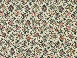 Heavy Duty Abstract Floral Tapestry Navy Blue Pink Plum Purple Peach Green Ivory Upholstery Fabric