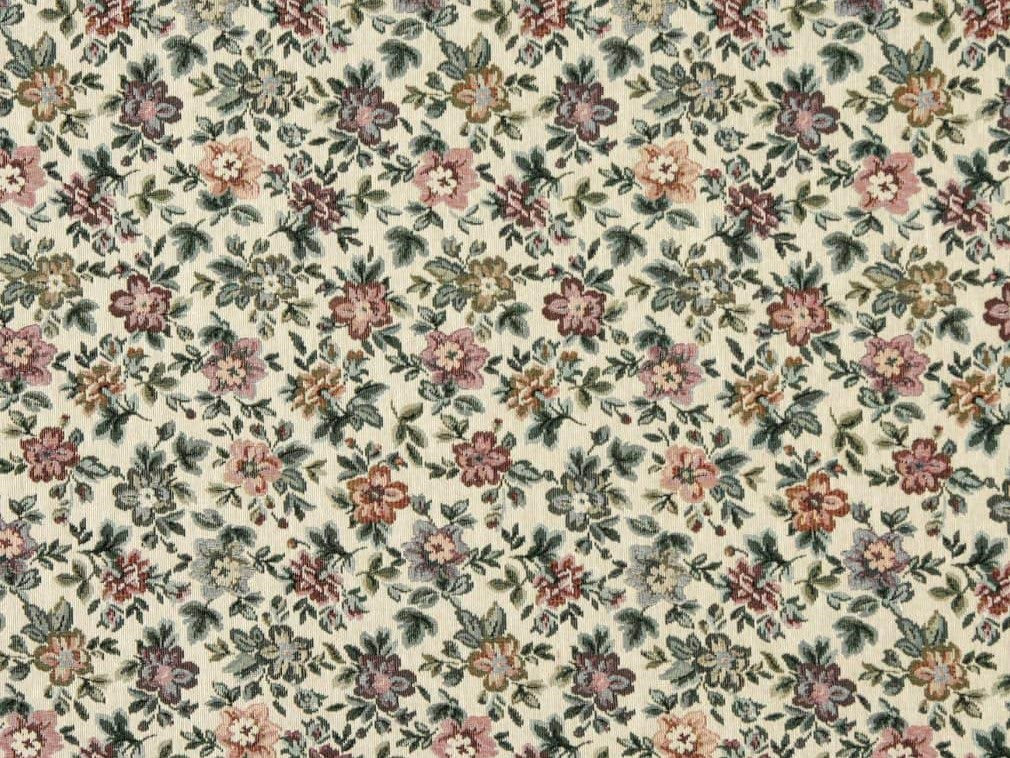 Heavy Duty Abstract Floral Tapestry Navy Blue Pink Plum Purple Peach Green Ivory Upholstery Fabric