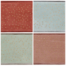 Load image into Gallery viewer, 3" Wide Gold Beaded Velvet Antique Rose Seafoam Sage Green Mauve Drapery Tape Trim