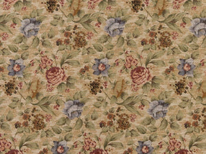 Heavy Duty Victorian Floral Tapestry Mauve Navy Blue Green Cream Upholstery Fabric