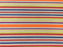 Load image into Gallery viewer, Designer Water &amp; Stain Resistant Neon Orange Chartreuse Green Royal Blue Red Taupe Pink Stripe Upholstery Fabric